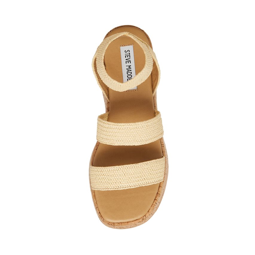 Sandalias de Plataforma Steve Madden Sashes Raffia Mujer Beige | ES TI4E63